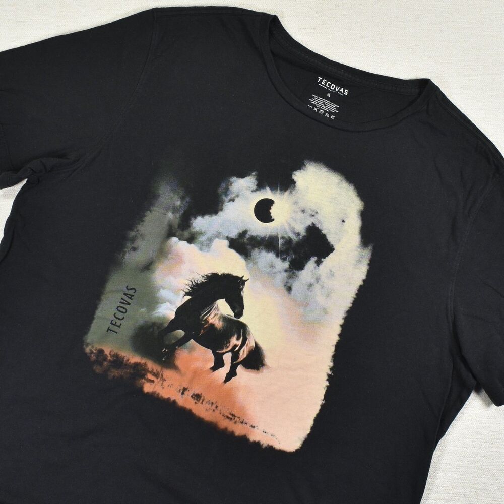 Tecovas Shirt Mens XL Black Wild Horse Moon Graphic Short Sleeve Western Tee